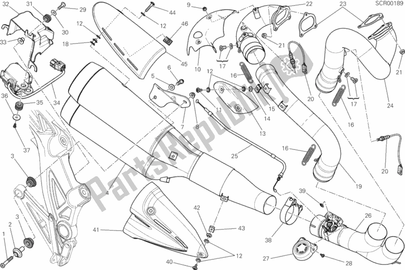 Alle onderdelen voor de Uitlaatsysteem van de Ducati Diavel Carbon USA 1200 2012